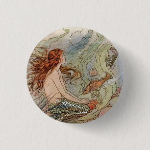 Vintage-Meeresjungfrau-Button-Pin Button