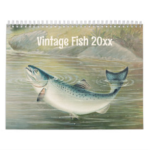 Vintage Meeresleben Fische, Ozeane und Flüsse Kalender