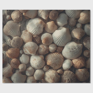 Vintage Meeresmuscheln Strand Küstenweihnachten Geschenkpapier