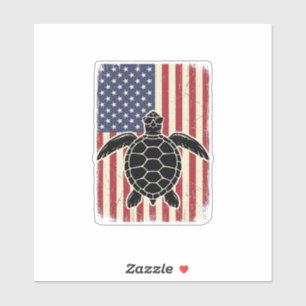 Vintage Meeresschildkröte Amerikanische Flagge Pat Aufkleber