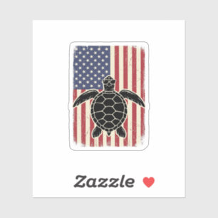 Vintage Meeresschildkröte Amerikanische Flagge Pat Aufkleber