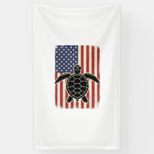 Vintage Meeresschildkröte Amerikanische Flagge Pat Banner