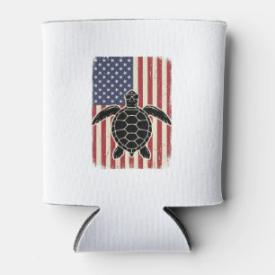 Vintage Meeresschildkröte Amerikanische Flagge Pat Dosenkühler
