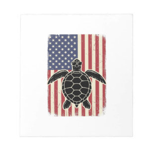 Vintage Meeresschildkröte Amerikanische Flagge Pat Notizblock