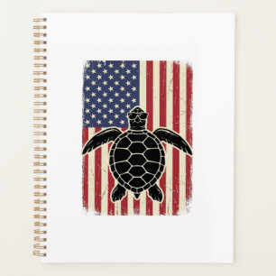 Vintage Meeresschildkröte Amerikanische Flagge Pat Planer