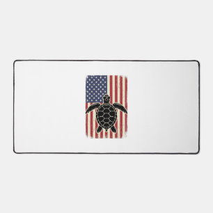 Vintage Meeresschildkröte Amerikanische Flagge Pat Schreibtischunterlage