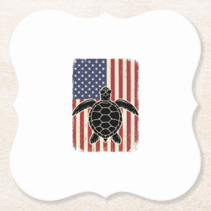 Vintage Meeresschildkröte Amerikanische Flagge Pat Untersetzer