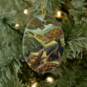 Vintage Meeresschildkröten und Landschildkröten vo Keramik Ornament