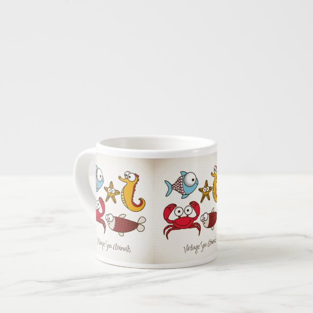 Vintage Meerestiere Espresso Tasse (Vorderseite Links)