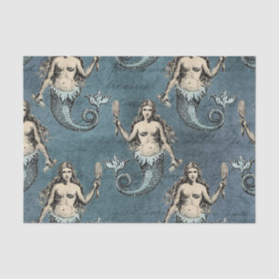 Vintage Meerestiere Ozeanblauer Meerestier Seidenpapier