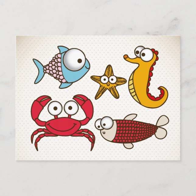 Vintage Meerestiere Postkarte (Vorderseite)