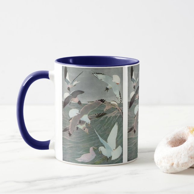 Vintage Meeresvögel, Seagullen, die über den Ozean Tasse (Mit Donut)