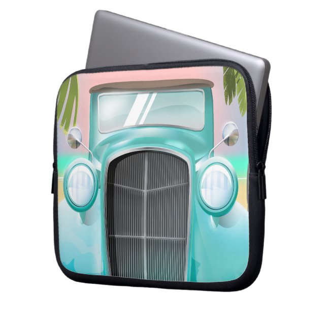 vintage meergrünes Auto Laptopschutzhülle (Vorderseite Links)