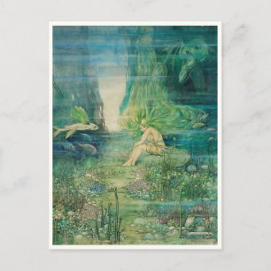 Vintage Meerjungfern-Mädchen von Helen Jacobs Postkarte