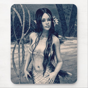Vintage Meerjungfrau Altes Foto Fantasy-Kunst Mousepad