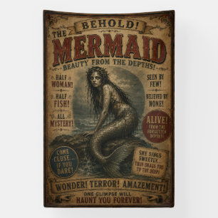 Vintage-Meerjungfrau-Freak-Sideshow-Banner Banner