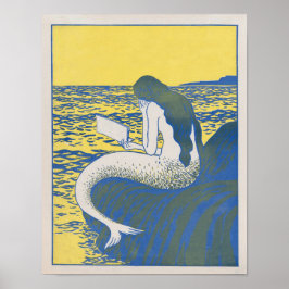 Vintage Meerjungfrau Lesen eines Buches Poster