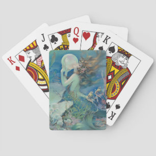 Vintage Meerjungfrau mit Perle  Spielkarten