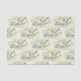 Vintage Meerjungfrau und Delphin-Nautic-Dekoupage Seidenpapier