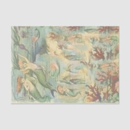 Vintage Meerjungfrauen mit Korallen und Quallen Na Seidenpapier