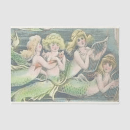 Vintage Meerjungfrauen Schwimmen mit Goldfish Seidenpapier