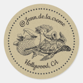 Vintage Meerschildkröte Runder Aufkleber