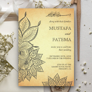 Vintage Mehendi Henna Islamische Hochzeit Einladung