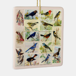 Vintage mehrfarbige Birds Keramik Ornament