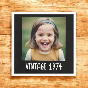 Vintage-Meilenstein-Geburtstagsfoto-Andenken Serviette