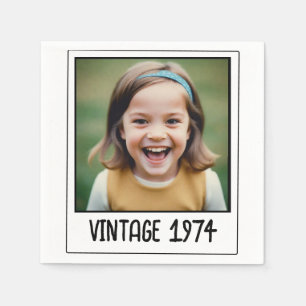 Vintage-Meilenstein-Geburtstagsfoto-Andenken Serviette