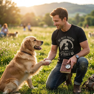 Vintage Mein bester Freund hat Pfoten Hund Papa T-Shirt