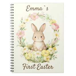 Vintage Mein erster Osterhase Floraler Kranz Notizblock