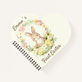 Vintage Mein erster Osterhase Floraler Kranz Notizbuch