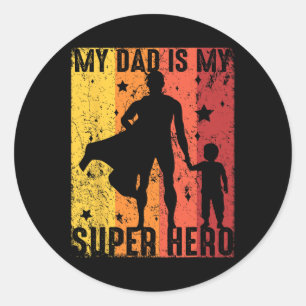 Vintage Mein Papa Ist Mein Superheld Retro Papa Su Runder Aufkleber