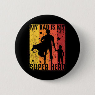 Vintage Mein Vater ist mein Superheld Retro Papa S Button