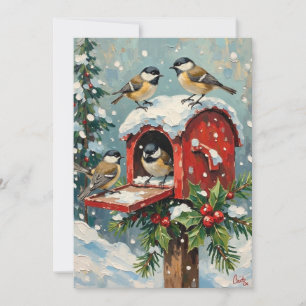 Vintage Meisen auf einem verschneiten Weihnachtspo Feiertagskarte