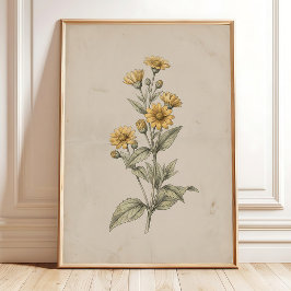 Vintage-Melampodium-Blumen-Wandkunst-Druck Poster