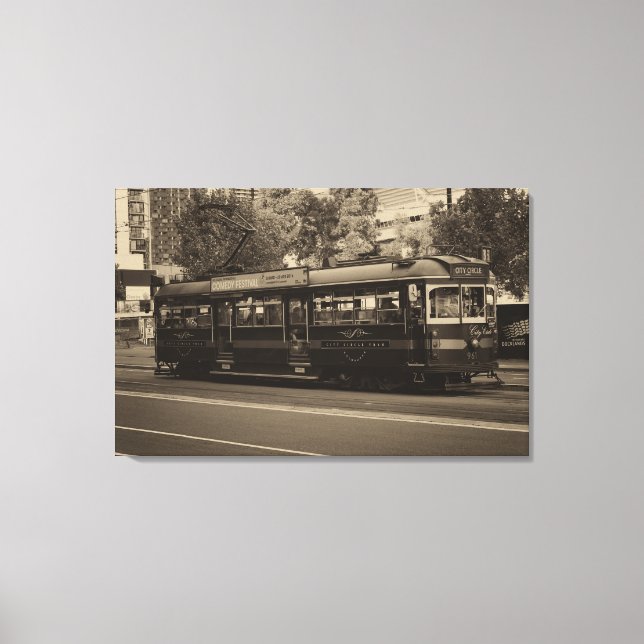 Vintage Melbourne-Straßenbahn Leinwanddruck (Vorderseite)