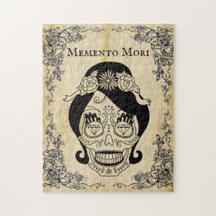 Vintage Memento Mori Frau Totenkopf Puzzle
