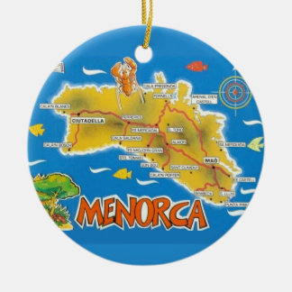 Vintage Menorca Spanien Illustriert Keramik Ornament