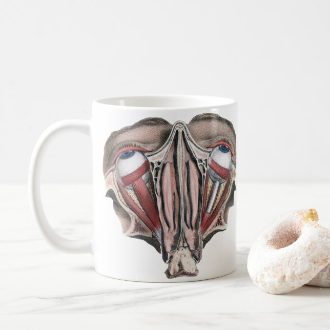 Vintage menschliche Anatomie, Augen Kaffeetasse (Mit Donut)