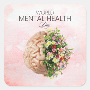 Vintage Mental Health   Wellness einen Tag nach de Quadratischer Aufkleber