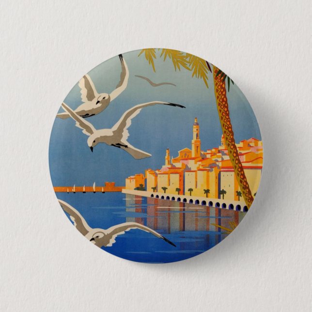 Vintage Menton Côte d'Azur Button (Vorderseite)