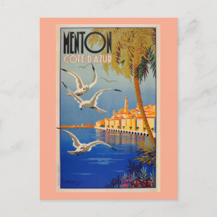 Vintage Menton Côte d'Azur Feiertagspostkarte