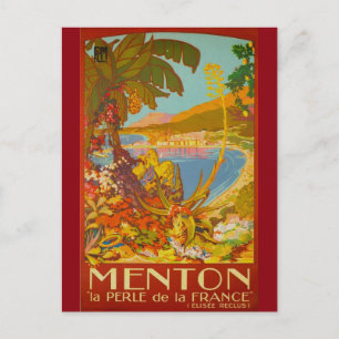 Vintage Menton Côte d'Azur Frankreich Postkarte