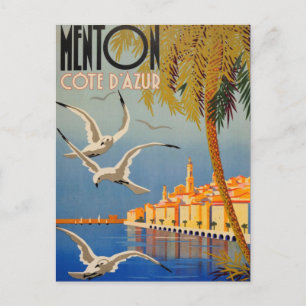 Vintage Menton Côte d'Azur Postkarte