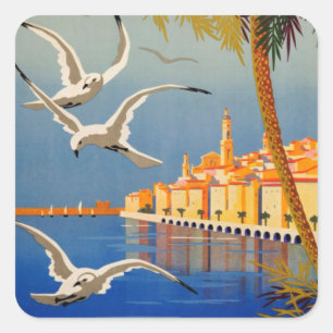 Vintage Menton Côte d'Azur Quadratischer Aufkleber