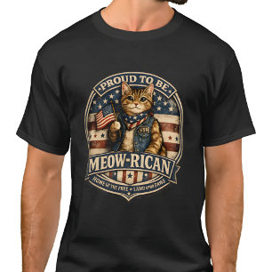Vintage Meow-rican American Flag Cat Dad Herren- T-Shirt
