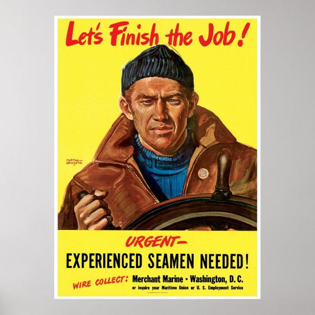 Vintage Merchant Marine Ad Poster (Vorne)