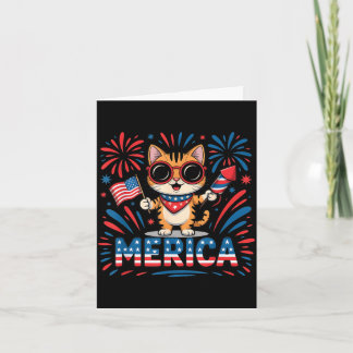Vintage Merica 4. Juli Katze 250 Jahre Flagge Meow Karte